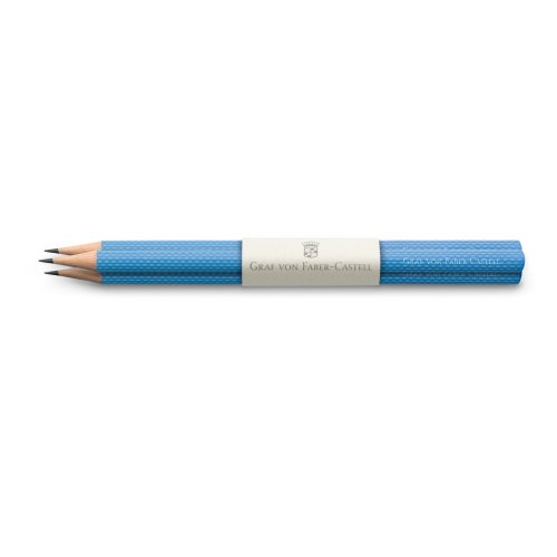 Drei banderolierte Guilloche Bleistifte, Gulf Blue von Graf von Faber-Castell