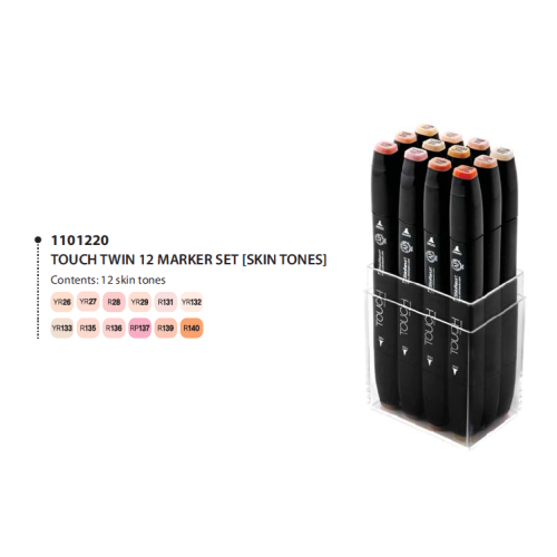 Touch Twin Marker 12er Skin Set - Hautfarben