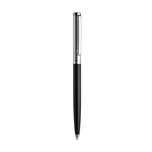 Otto Hutt Design 01 Kugelschreiber, Schaft schwarz lackiert, Beschlagteile platiniert, Kappe Ag925 Streifenguilloche