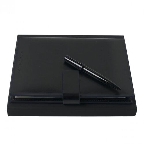 Hugo Boss Schreibmappe A5 schwarz incl. Kugelschreiber
