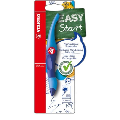 Stabilo Tintenroller EASY Start, für Rechtshänder, hellblau/dunkelblau.