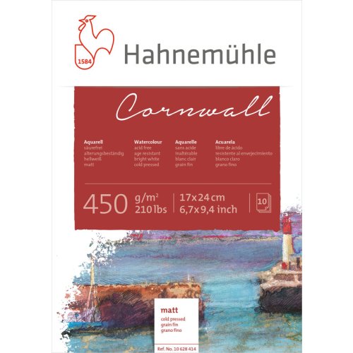 Hahnemühle Aquarellblock Cornwall matt 450g/m², 10 Blatt, 17 x 24 cm
