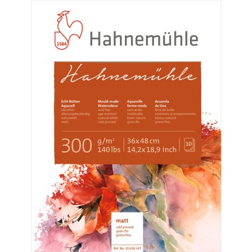 Hahnemühle Aquarellblock Echt-Bütten 300g/m², matt, 10 Blatt, 36 x 48 cm