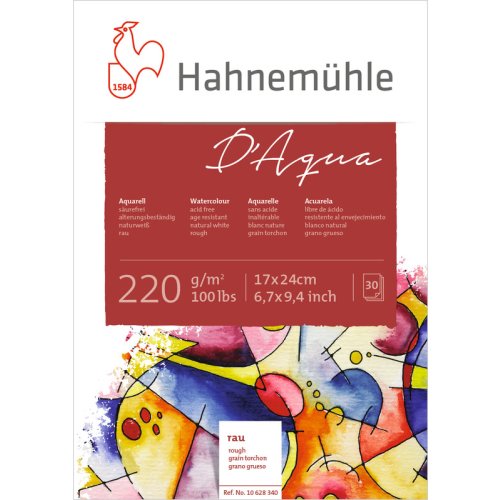 Hahnemühle Aquarellblock DAqua rau 220g/m², 30 Blatt, 17 x 24 cm