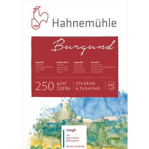 Hahnemühle Aquarellblock Burgund rau 250g/m², 20 Blatt, 17 x 24 cm