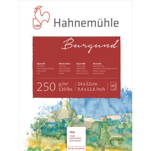 Hahnemühle Aquarellblock Burgund rau 250g/m², 20 Blatt, 24 x 32 cm