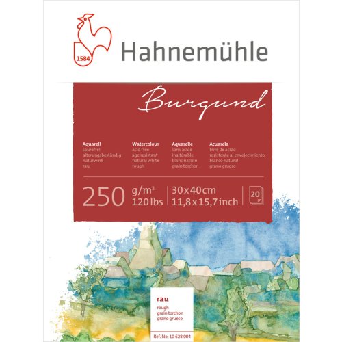 Hahnemühle Aquarellblock Burgund rau 250g/m², 20 Blatt, 30 x 40 cm
