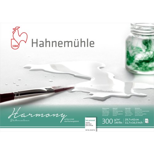 Hahnemühle Aquarellblock Harmony satiniert 300g/m², 12 Blatt, DIN A3