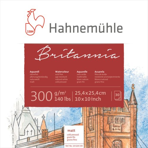 Hahnemühle Aquarellblock Britannia Quattro matt 300g/m², 30 Blatt, verschiedene Größen