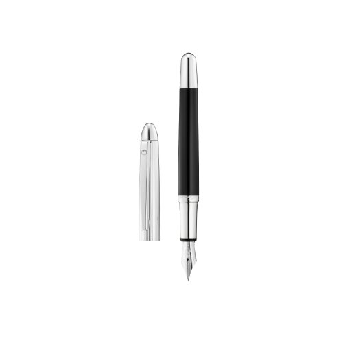 Füllfederhalter Waldmann Pocket, Linien-Design Silber/Lack schwarz