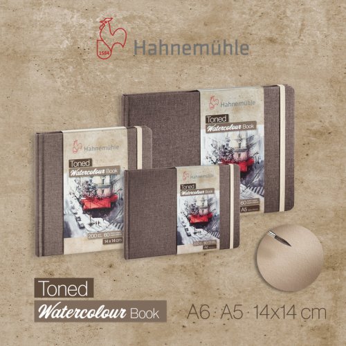 Hahnemühle Aquarellbuch "Toned Watercolour Book Beige" 200 g/m², 30 Blatt, verschiedene Größen