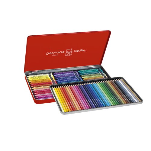 Caran d´Ache 40 Aquarellstifte und 42 wasservermalbare Wachspastelle