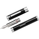 Diplomat Füllfederhalter NeXus schwarz/chrom mit Tintenglas  Feder