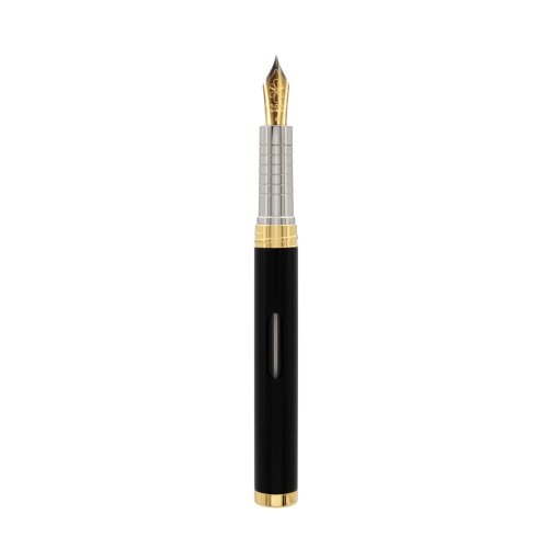 Diplomat Füllfederhalter Nexus schwarz/gold 14Kt Goldfeder mit Tintenglas