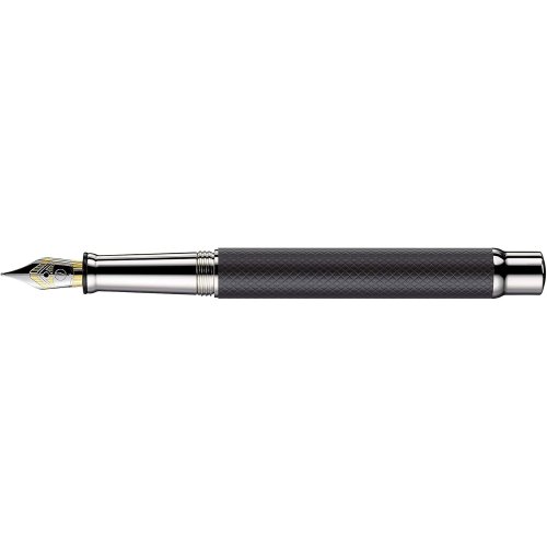 Otto Hutt Füllfederhalter Design 04 Feder F, silber schwarz Kappe Platin beschichtet