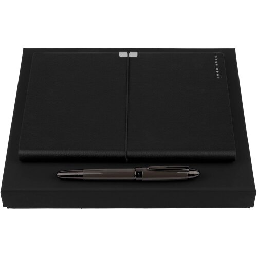 Hugo Boss Schreib-Set Tintenroller und A5 Notizblock Icon Geschenkbox