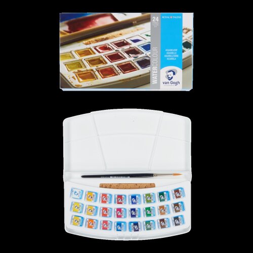 Van Gogh Aquarell Koffer-Set mit 24 Farben in halbe Näpfchen