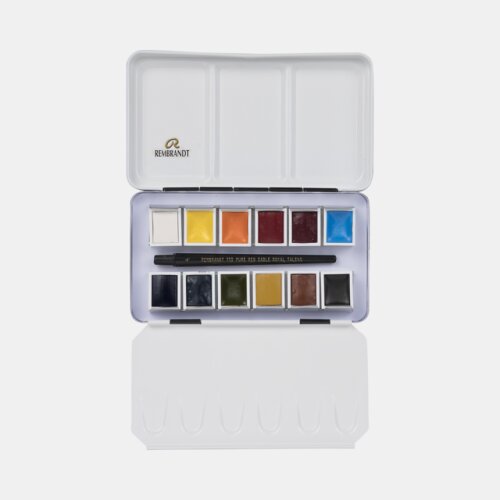 Rembrandt Aquarellfarben-Set im Metalletui für Porträts I 12 Näpfchen + Pinsel