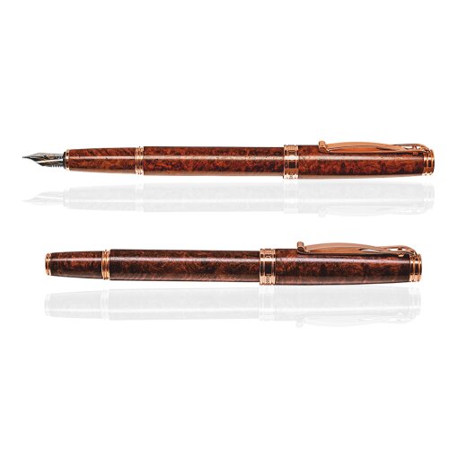 CLEO Füllfederhalter Natura Amboina Maser 18 K
