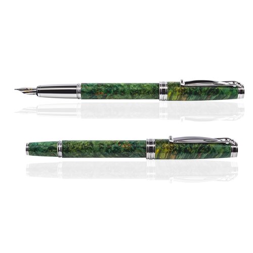 CLEO Füllfederhalter Natura Esche-Ahorn Grün, Feder 18 K Gold