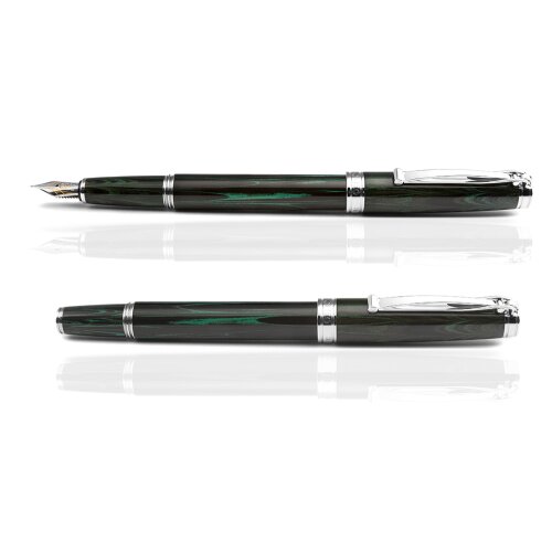 CLEO Ebonite Füllfederhalter Green, 18 K Feder Bicolor