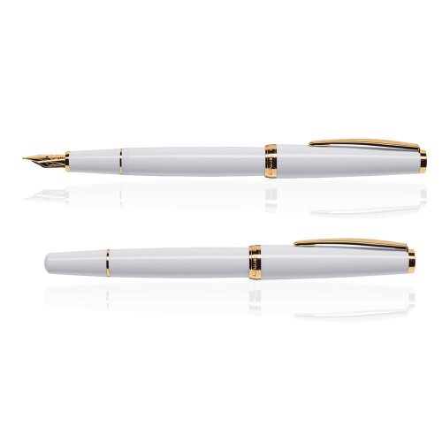 CLEO Classic Gold Füllfederhalter Weiß, 14 K Feder