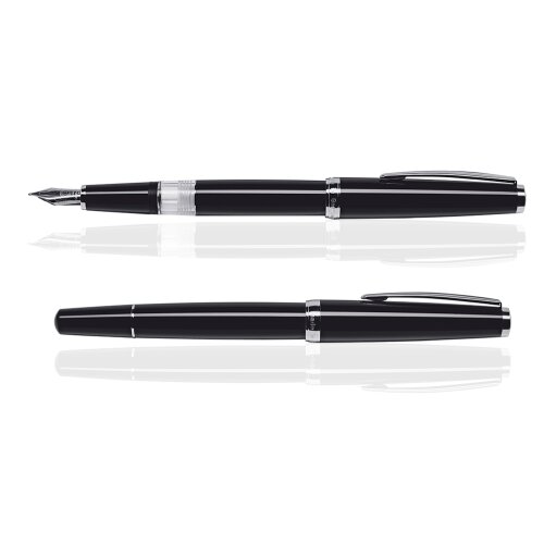 CLEO Classic Palladium Kolbenfüllhalter, Schwarz