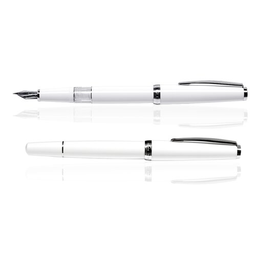 CLEO Classic Palladium Kolbenfüllhalter, Weiß