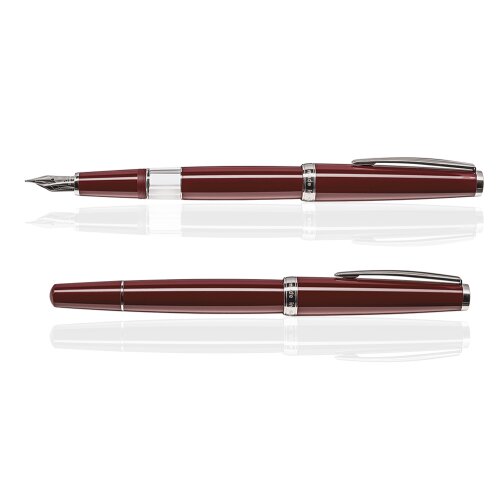 CLEO Classic Palladium Kolbenfüllhalter, Bordeaux