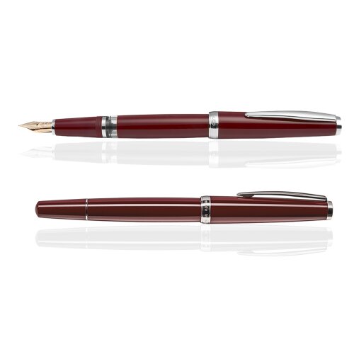CLEO Classic Palladium Kolbenfüllhalter Bordeaux, 14k Goldfeder