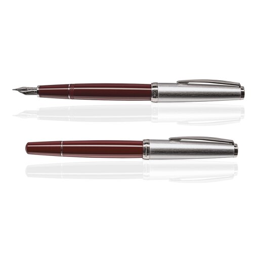 CLEO Classic Metall Füllfederhalter Bordeaux, Edelharz