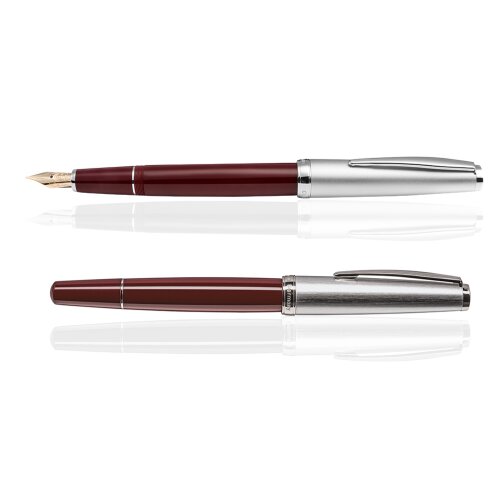 CLEO Classic Metall Füllfederhalter Bordeux, 14k Goldfeder