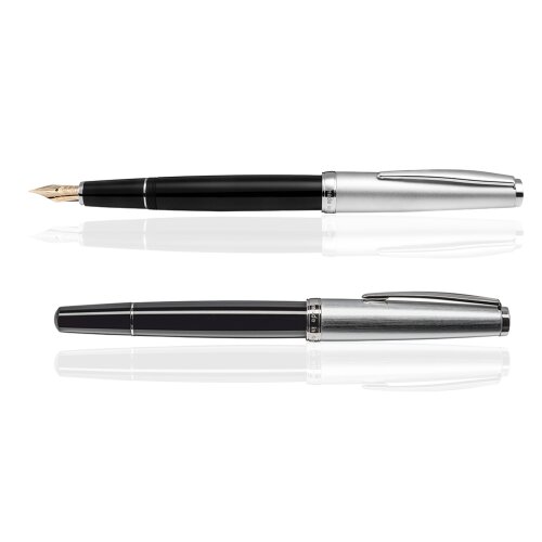 CLEO Classic Metall Füllfederhalter Schwarz, 14k Goldfeder