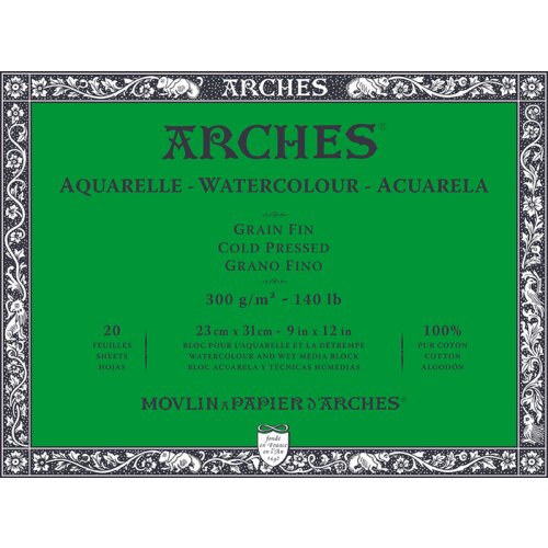 ARCHES Aquarelle Watercolour Cold Pressed 300g/m² - 23 x 31cm, 20 Blatt