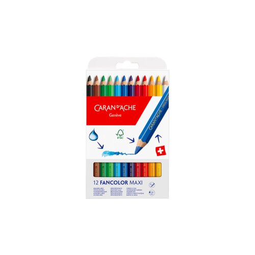 Caran d‘Ache Fancolor MAXI 12 Farbstifte - Wasservermalbar