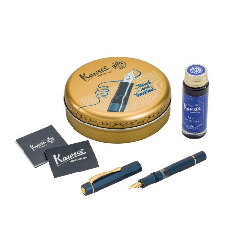 Kaweco Piston SPORT AL Kolbenfüllhalter Navy/Gold | Starter Set