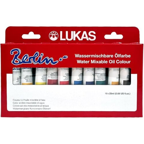 Lukas Berlin Wasservermischbare Ölfarbe im Set, 10x20ml