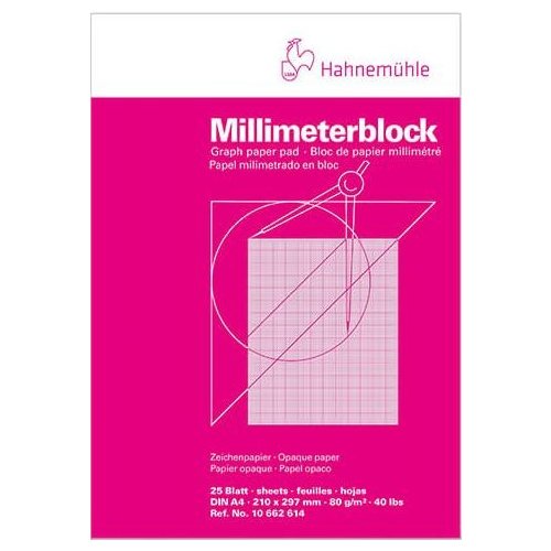 Hahnemühle Millimeterblock rot 80g/m², DIN A3, 50 Blatt