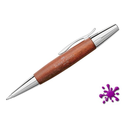 Drehkugelschreiber E-MOTION, Schaft aus braunem Holz mit glänzendem Metall