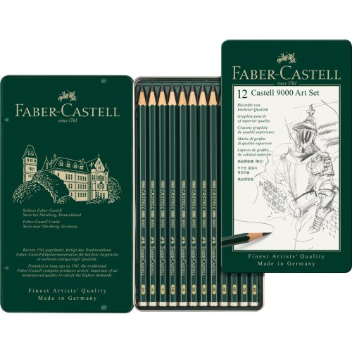 Faber-Castell 12er Bleistift-Set, Art-Set, Castell 9000 im Metalletui