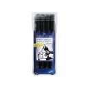 Faber-Castell PITT Artist Pen 4er Etui brush Black Set