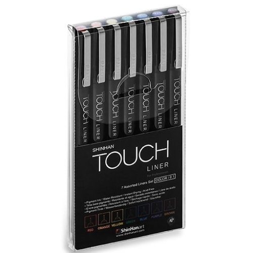 Shinhan Touch Liner, Fineliner Set 0,1mm mit 7 verschiedenen Farben