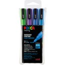 Posca Marker-Set PC-3M fein - 4er Etui Glitter Farben dunkel