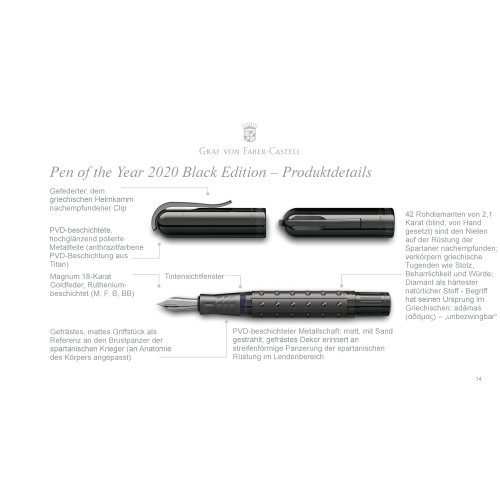 Pen of the Year 2020 Sparta Füllfederhalter, Graf von Faber-Castell ,verschiedene Stärken Black Edition